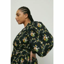 Warehouse Plus Size Floral Square Neck Belted Mini Dress For Female -Warehouse Sales Store unnamed file 2245