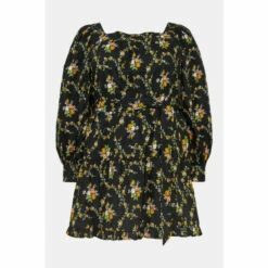 Warehouse Plus Size Floral Square Neck Belted Mini Dress For Female -Warehouse Sales Store unnamed file 2247