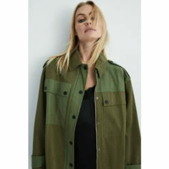 Warehouse Cotton Colour Block Utility Jacket For Female -Warehouse Sales Store unnamed file 2267