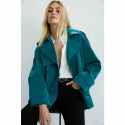 Warehouse Faux Leather Short Trench For Female -Warehouse Sales Store unnamed file 2277