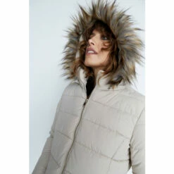 Warehouse Zip Front Fur Hooded Midi Padded Coat For Female -Warehouse Sales Store unnamed file 228