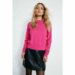 Warehouse Hotfix Neck Embellished Knit Jumper For Female -Warehouse Sales Store unnamed file 2284
