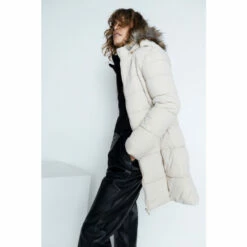 Warehouse Zip Front Fur Hooded Midi Padded Coat For Female -Warehouse Sales Store unnamed file 230