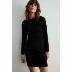 Warehouse Jersey Crepe Diamante Tassel Trim Mini Dress For Female -Warehouse Sales Store unnamed file 2301