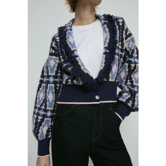 Warehouse Aztec Tassel Knitted Cardigan For Female 4 Warehouse Aztec Tassel Knitted Cardigan For Female - Image 2