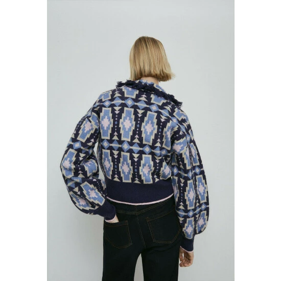 Warehouse Aztec Tassel Knitted Cardigan For Female 5 Warehouse Aztec Tassel Knitted Cardigan For Female - Image 3