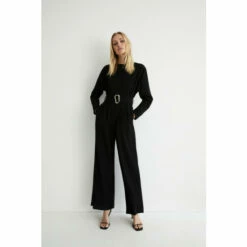 Warehouse Relaxed Sleeve Belted Jumpsuit For Female