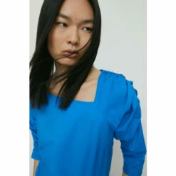 Warehouse Asymmetric Neck Puff Sleeve Top For Female