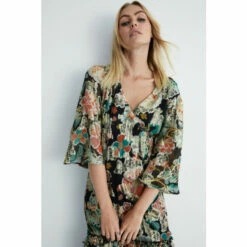Warehouse Floral Sparkle Jacquard V Neck Maxi Dress For Female -Warehouse Sales Store unnamed file 2348