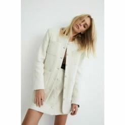 Warehouse Premium Wool Boucle Tweed Pelmet Skirt For Female