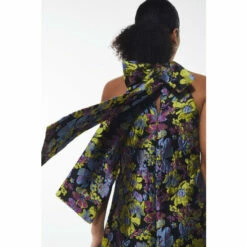Warehouse Floral Jacquard Bow Back Dress For Female -Warehouse Sales Store unnamed file 2370