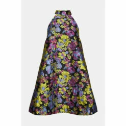 Warehouse Floral Jacquard Bow Back Dress For Female -Warehouse Sales Store unnamed file 2371