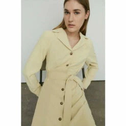 Warehouse Fluid Twill Button Through Belted Shirt Dress For Female -Warehouse Sales Store unnamed file 2391