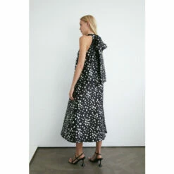 Warehouse Dalmatian Print Satin Twill Bow Back A Line Midi Dress For Female -Warehouse Sales Store unnamed file 2400