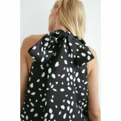 Warehouse Dalmatian Print Satin Twill Bow Back A Line Midi Dress For Female -Warehouse Sales Store unnamed file 2402