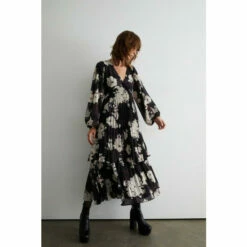 Warehouse Floral Pleated Double Tiered Midi Dress For Female -Warehouse Sales Store unnamed file 2420