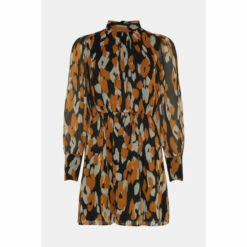 Warehouse Recycled Polyester High Neck Flippy Dress In Animal For Female -Warehouse Sales Store unnamed file 2424
