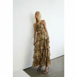 Warehouse Petite Sparkle Jacquard Tiered Midi Dress For Female -Warehouse Sales Store unnamed file 2460