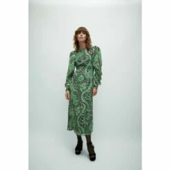 Warehouse WH X William Morris Society Sparkle Puff Sleeve Midi Dress For Female