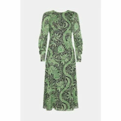 Warehouse WH X William Morris Society Sparkle Puff Sleeve Midi Dress For Female -Warehouse Sales Store unnamed file 2484