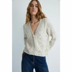 Warehouse Diamante Embroidered Cardigan For Female