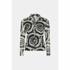 Warehouse Tie Dye Printed Mesh Long Sleeve Shirt For Female -Warehouse Sales Store unnamed file 2508