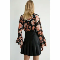 Warehouse Faux Leather Mini Knife Pleat Skirt For Female -Warehouse Sales Store unnamed file 2518