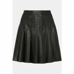 Warehouse Faux Leather Mini Knife Pleat Skirt For Female -Warehouse Sales Store unnamed file 2519