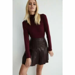 Warehouse Faux Leather Mini Knife Pleat Skirt For Female -Warehouse Sales Store unnamed file 2521