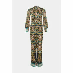 Warehouse Border Print Chiffon Jacquard Jumpsuit For Female -Warehouse Sales Store unnamed file 2585