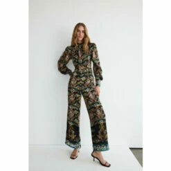 Warehouse Border Print Chiffon Jacquard Jumpsuit For Female -Warehouse Sales Store unnamed file 2586