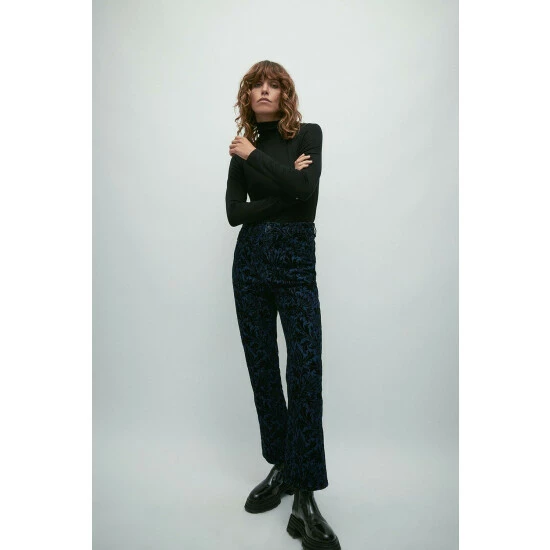 Warehouse WH X William Morris Society Denim Velvet Floral Jeans For Female 3 Warehouse WH X William Morris Society Denim Velvet Floral Jeans For Female