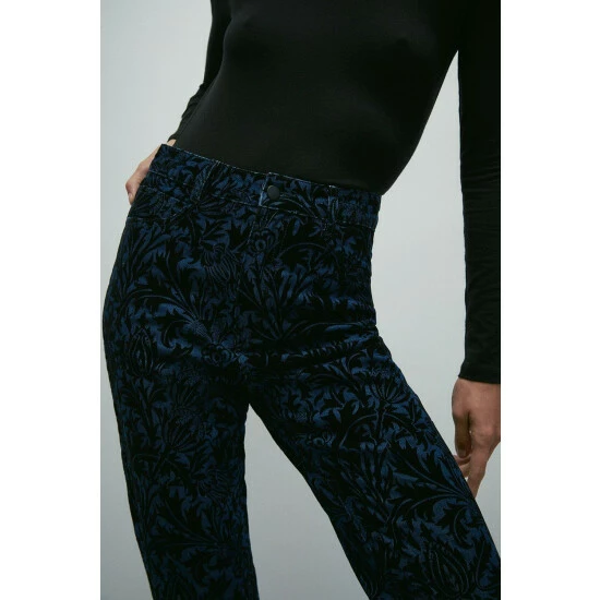 Warehouse WH X William Morris Society Denim Velvet Floral Jeans For Female 4 Warehouse WH X William Morris Society Denim Velvet Floral Jeans For Female - Image 2