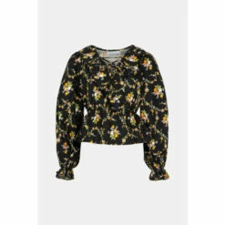 Warehouse Petite Floral Ruffle Detail Lace Up Blouse For Female -Warehouse Sales Store unnamed file 2628