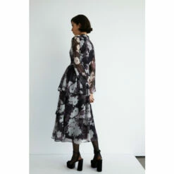 Warehouse Recycled Tiered Chiffon Belted Midi Dress For Female -Warehouse Sales Store unnamed file 2632