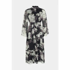 Warehouse Recycled Tiered Chiffon Belted Midi Dress For Female -Warehouse Sales Store unnamed file 2633