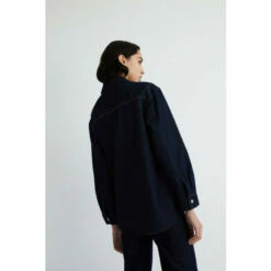 Warehouse Denim Indigo Oversized Pocket Front Shacket For Female -Warehouse Sales Store unnamed file 2643