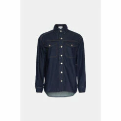 Warehouse Denim Indigo Oversized Pocket Front Shacket For Female -Warehouse Sales Store unnamed file 2644