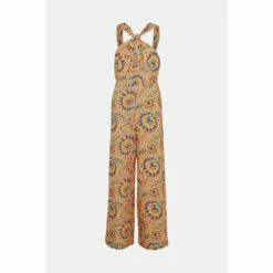 Warehouse Petite Textured Paisley Halter Neck Jumpsuit For Female -Warehouse Sales Store unnamed file 2657