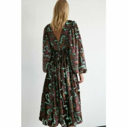 Warehouse Floral Devore Plunge Neck Midi Dress For Female -Warehouse Sales Store unnamed file 2667