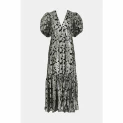 Warehouse Sparkle Jacquard V Neck Midi Dress For Female -Warehouse Sales Store unnamed file 2673