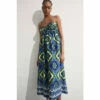 Warehouse Cotton Border Print Strappy Maxi Dress For Female