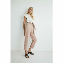 Warehouse Denim Coloured Paperbag Belted Jeans For Female