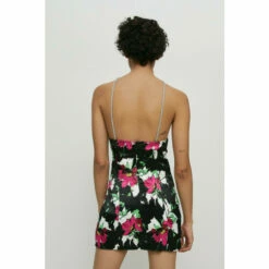 Warehouse Satin Diamante Detail Mini Dress In Floral For Female -Warehouse Sales Store unnamed file 2694