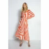Warehouse Stripe Pleated Plunge Maxi Dress For Female -Warehouse Sales Store unnamed file 2696