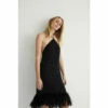 Warehouse Hand Beaded Feather Trim Halter Mini Dress For Female