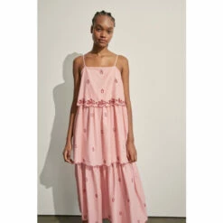 Warehouse Petite Beaded Cutwork Cotton Maxi Dress For Female