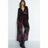 Warehouse Petite Paisley Velvet Devore Plunge Jumpsuit For Female -Warehouse Sales Store unnamed file 2766
