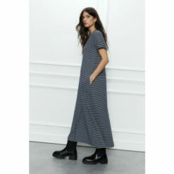 Warehouse Striped Clean Cotton Trapeze Midi Dress For Female -Warehouse Sales Store unnamed file 2784