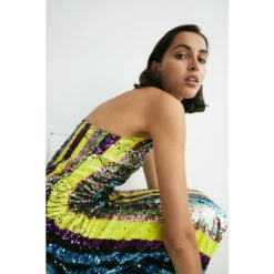 Warehouse Petite Sequin Stripe Cut Out Back Midi Dress For Female -Warehouse Sales Store unnamed file 2802